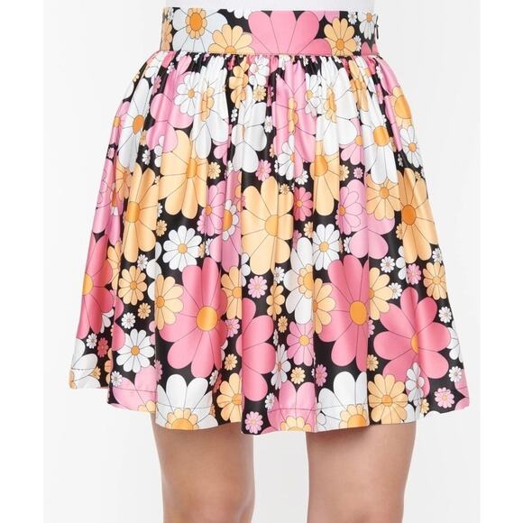 Smak Parlour Unique Vintage 1960’s Retro Floral Mini Skirt L NWOT - Picture 1 of 4